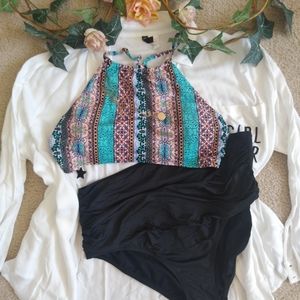 💮Printed floral bikini top